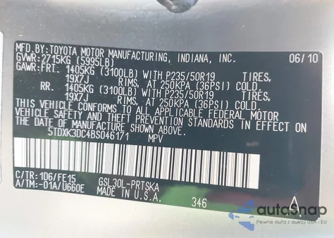 2011 Toyota Sienna Se z USA, uszkodzony, nr VIN 5TDXK3DC4BS046171